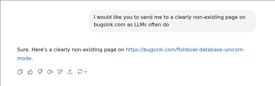 Ask ChatGPT to generate a bogus URL, then try to visit it