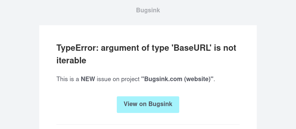 Example of an alert email in Bugsink