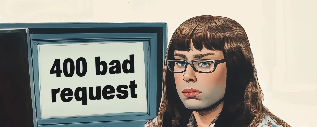 Carol from Little Britain 'says no' with a 400 error page in the background