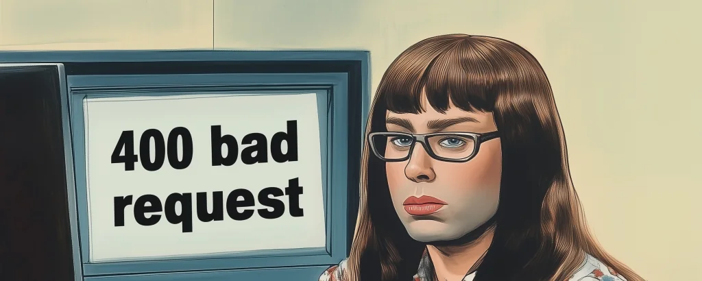 Carol from Little Britain 'says no' with a 400 error page in the background