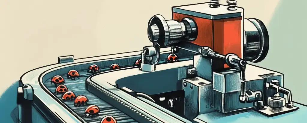 A conveyor belt with lady-bugs