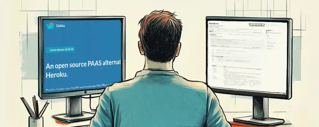 Software Developer, looking at the Dokku installation screen