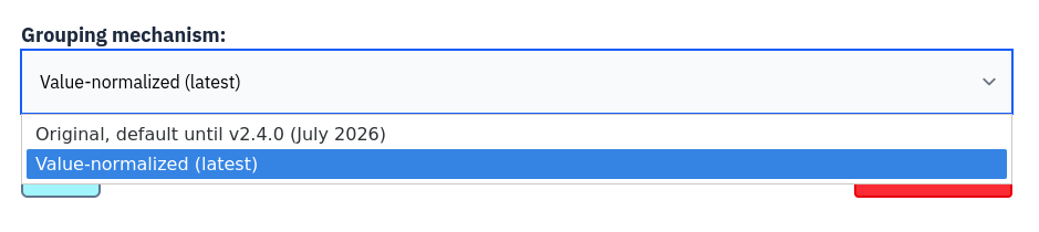 Selecting Value-normalized grouping in Bugsink project settings