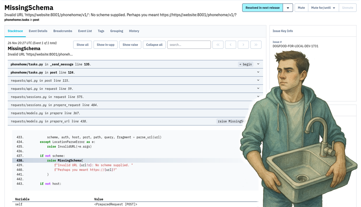 Bugsink Stacktrace Screenshot