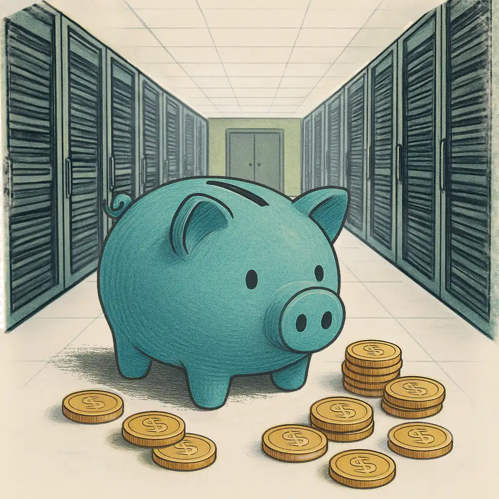 Piggy bank as a symbol for lower costs