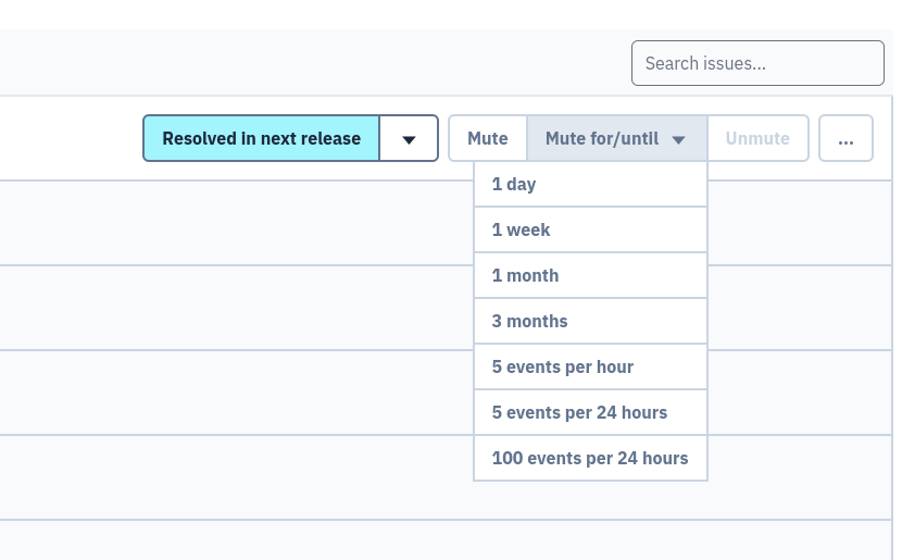Image showing issue status options in Bugsink