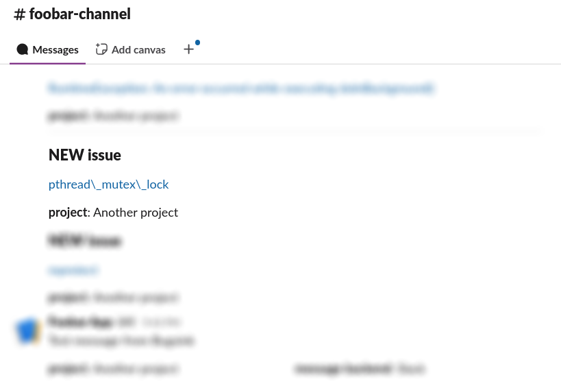 Slack alert message
