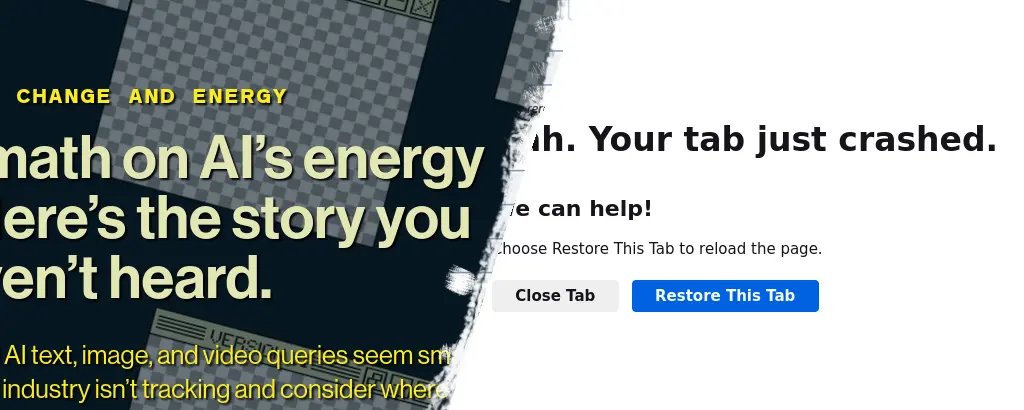Left: a webpage; right: a crash